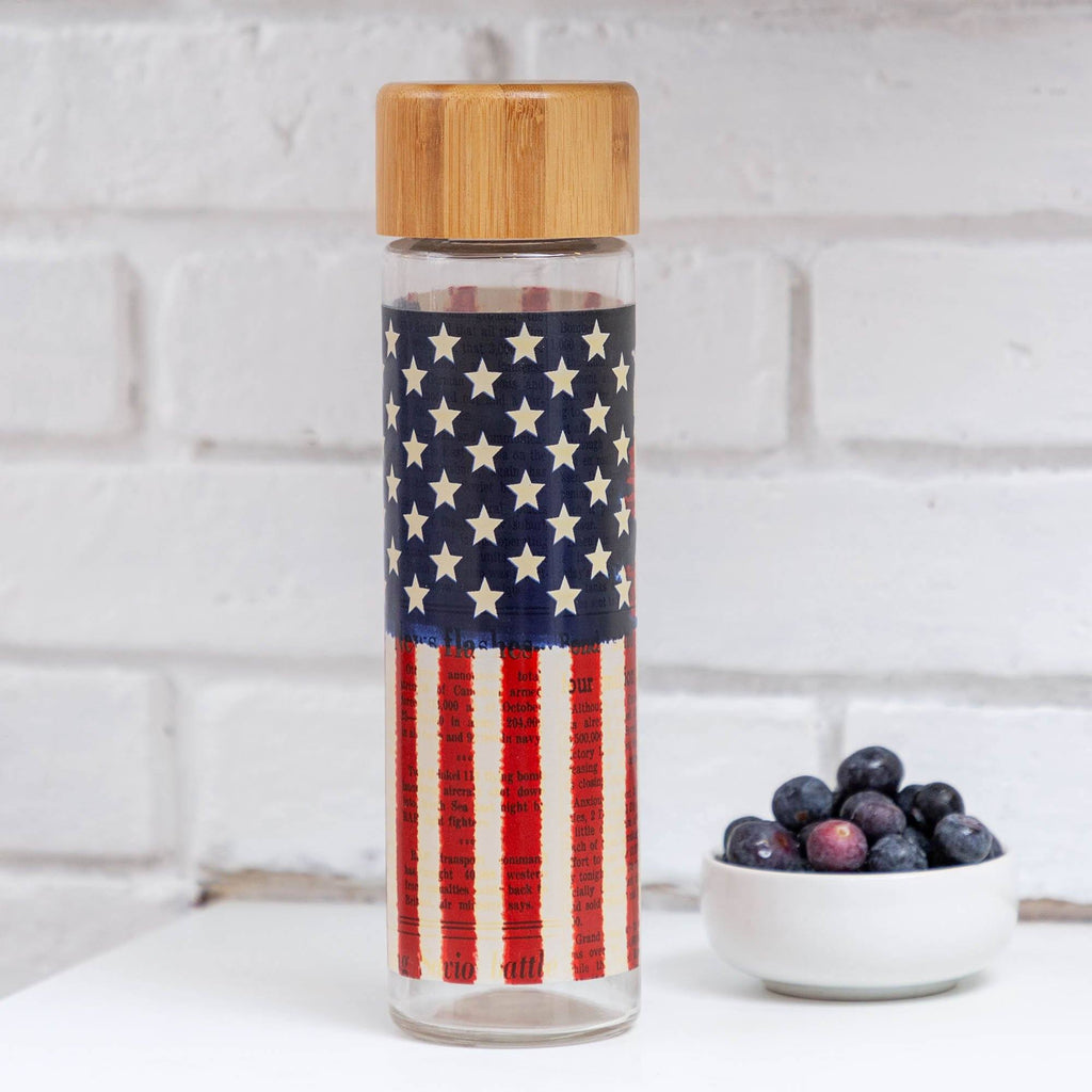 Close-up of bamboo lid for eco-friendly glass water bottle
