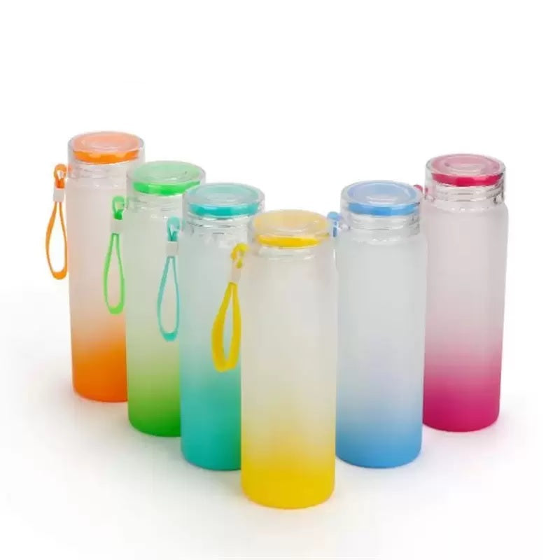 17oz Frosted Glass Gradient Water Bottle