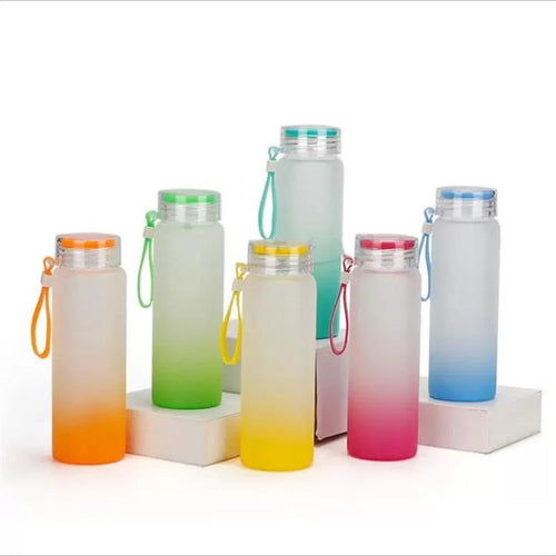 17oz Frosted Glass Gradient Water Bottle